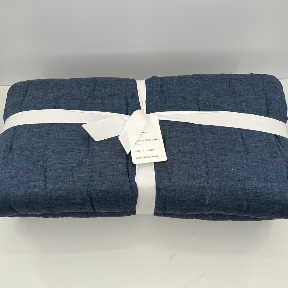Pottery Barn Belgian Flax Linen Full Queen Quilt
